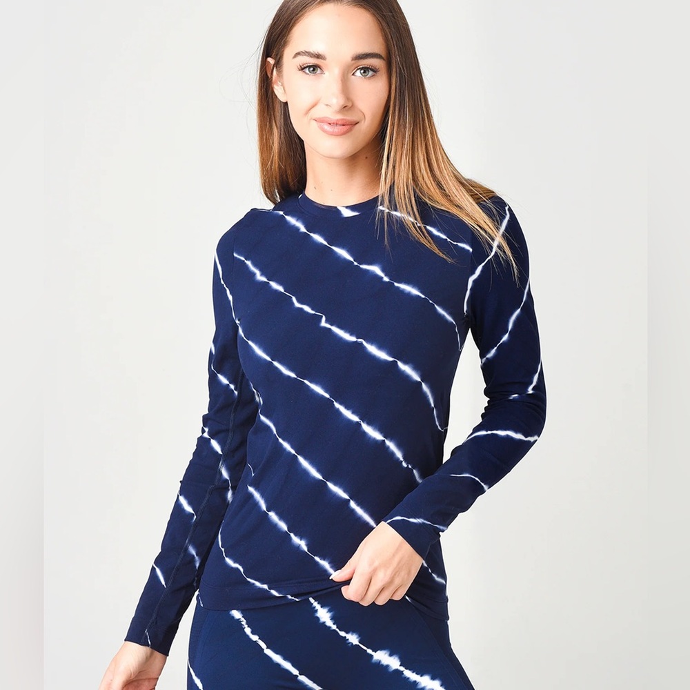 Tory Sport Tie-Dye Seamless Long Sleeve Top